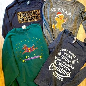 Set of five Christmas sweaters/shirts